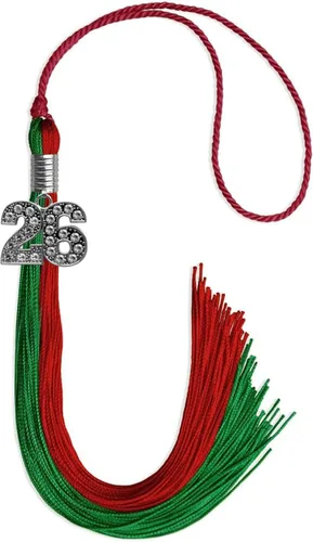 Vista 15 de Endea Graduation Borla de doble color con dije de plata brillante (negro/oro antiguo, 2025)