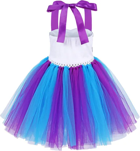 Vista 2 de WonderBabe Mermaid Tulle Tutu Dress for Girls Halloween Birthday Party Costume Princess Mermaid Dress Up Outfit with Headband