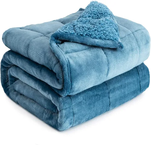 Vista 11 de Cottonblue Manta con peso de jacquard de 15 libras para adultos, tamaño individual, manta de forro polar sherpa ultrasuave para relajarse y dormir