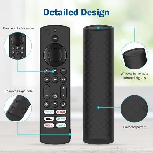 Vista 4 de LEFXMOPHY Funda para televisores inteligentes universales Toshiba e Insignia con 6 botones de acceso directo a distancia de silicona negra