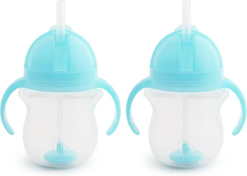 Vista 14 de Munchkin Any Angle Vaso Sippy para Niños Pequeños, Vaso con Pajita Lastrada a Prueba de Derrames con Asas de Transición para Bebés de 6 Meses en Azul