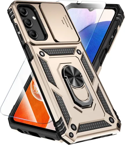 Vista 35 de SunStory Funda compatible con Samsung Galaxy A17 5G con protector de pantalla HD, cubierta de cámara deslizante y soporte de anillo giratorio, a