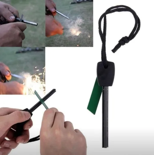 Vista 3 de Kit de iniciación de fuego con magnesio y varilla ferro – Equipo de supervivencia de emergencia con 12 bolsas de magnesio 99% puro + Bolsa
