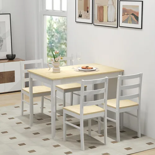 Vista 9 de Juego de mesa de comedor Giantex para 4, juego de mesa de comedor para 4, rincón de desayuno con mesa de cocina, 4 sillas de comedor, juego de mesa