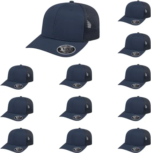 Vista 49 de Cap America i8502 Flexfit 110 Premium - Gorra de camionero de perfil medio con 6 paneles de malla trasera con protección UV y cierre ajustable