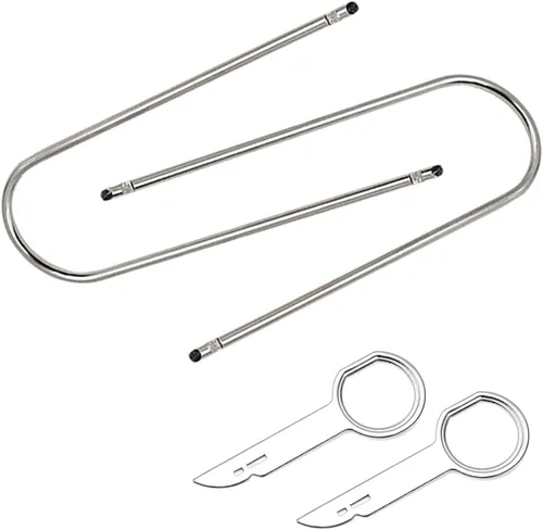 Vista 8 de Kit de herramientas de extracción de radio de coche automotriz, 2 piezas, en forma de U, para desmontaje de la mayoría de convertidores