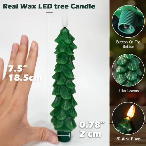 Vista 2 de FPOO Decoraciones de Navidad para interiores, 3 velas cerosas para árbol de Navidad con temporizador remoto, candelabros LED a batería para ventana
