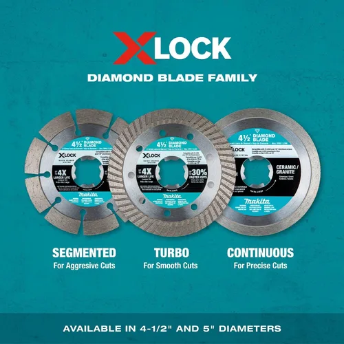 Vista 6 de Makita E-07200 X-Lock 4-1/2" Hoja de diamante segmentada para corte de mampostería, 2/pk
