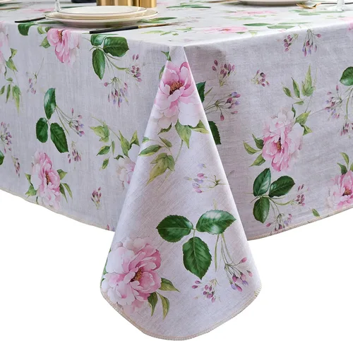 Vista 20 de LIBERECOO Mantel de vinilo resistente con reverso de franela, mantel de plástico impermeable a prueba de aceite, resistente a las manchas, lavable