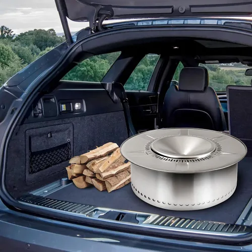 Vista 7 de HGD - Hoguera sin humo de 19.5 pulgadas con deflector de calor, fogata de leña de acero inoxidable para reuniones de amigos y familiares, estufa