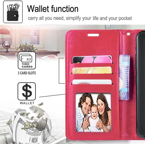 Vista 4 de STARSHOP Funda compatible con Samsung Galaxy A03s, con protector de pantalla de vidrio templado incluido; cartera de piel sintética a prueba