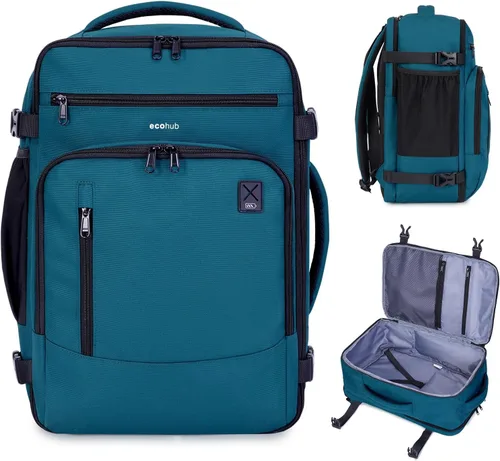 Vista 15 de ECOHUB Mochila de Viaje Mochila de Equipaje de Mano Carry on Backpack Water Resistant Fit 15.6" Laptop AirTag Pocket, Lightweight Casual Daypack
