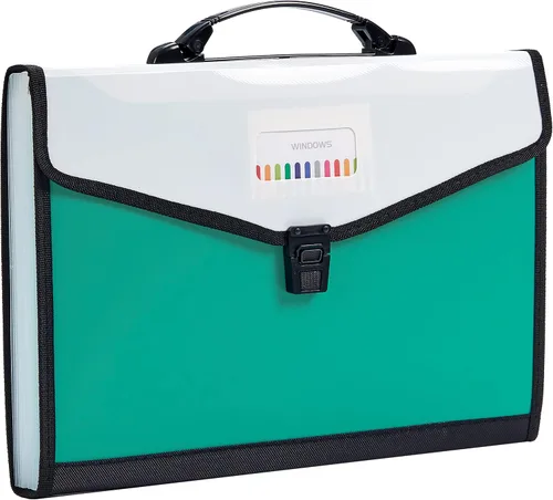 Vista 10 de Organizador de archivos de acordeón de tamaño legal de 13 bolsillos, carpeta de archivos expandible para papel FC A4, maletín con asa duradera