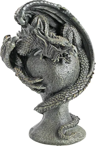Vista 8 de Design Toscano Benevolent Dragon - Estatua de jardín asiático, 27 pulgadas, resina, acabado de piedra gris