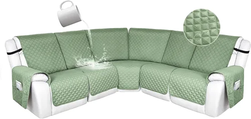 Vista 119 de HDCAXKJ Fundas de sofá seccional reclinable 100% impermeable, forma de L, funda de sofá reclinable lavable acolchada suave para mascotas, perro