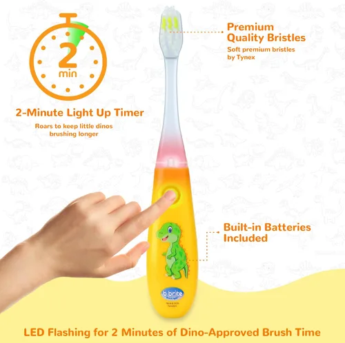 Vista 3 de Cepillo de dientes para niños de Lily's Home con temporizador intermitente y cerdas suaves, taza de enjuague y tapa - Divertido temporizador de 2