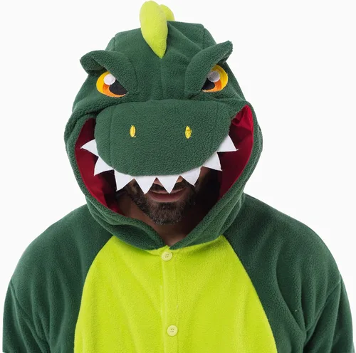 Vista 2 de Spooktacular Creations Pijama unisex para adultos, disfraz de animal de dinosaurio de una pieza