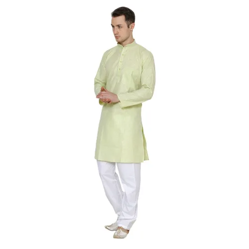 Vista 2 de Royal Kurta – Conjunto de pijama Kurta para hombre, de algodón y lino, color verde, 42, Pista