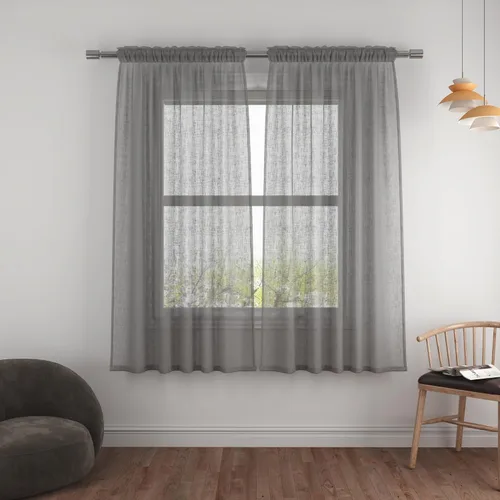 Vista 12 de UPOPO Paneles de Cortina Beige Pequeños Cortinas Transparentes de Gasa de 16 Pulgadas de Largo Cortinas de Cocina de Voile con Textura de Lino