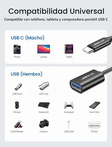Vista 7 de JSAUX Adaptador USB C a USB 3.0 [2 unidades], USB C macho a USB hembra OTG adaptador compatible con MacBook Pro/Air, iPhone 17 Pro Max/iPhone Negro
