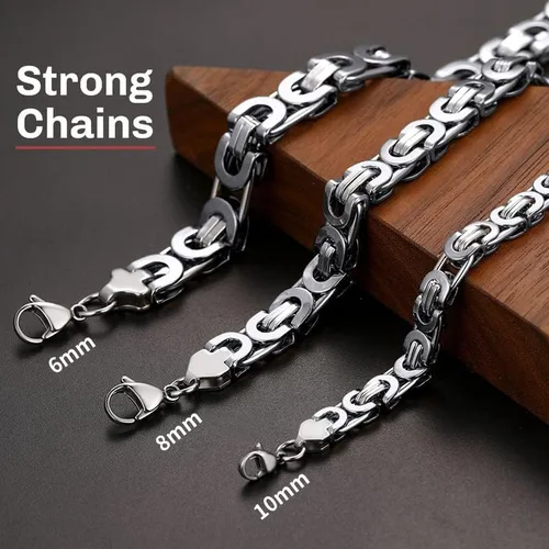 Vista 4 de Cadena bizantina de ChainsHouse para hombres y mujeres, de 0.236 0.315 0.394de pulgada de ancho, 45 a 29.9pulgadas de largo, acero inoxidable 316L