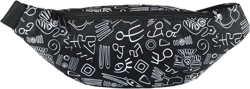 Vista 6 de Riñonera Vibe Festival Gear para hombre y mujer, muchos estampados, negro holográfico, plateado, dorado, bonita riñonera para festival rave