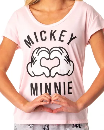 Vista 2 de Disney - Conjunto de pijama para mujer, diseño de Minnie Mickey Mouse con diseño de corazón y día de San Valentín