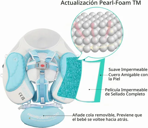 Vista 2 de Mambobaby Baby Float with Canopy – No Pump Needed, UPF Sunshade Azul (Angel Limited)