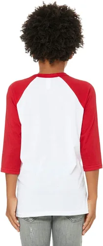 Vista 2 de Camiseta de béisbol de manga 34 para jóvenes, blancorojo, S, Blanco rojo