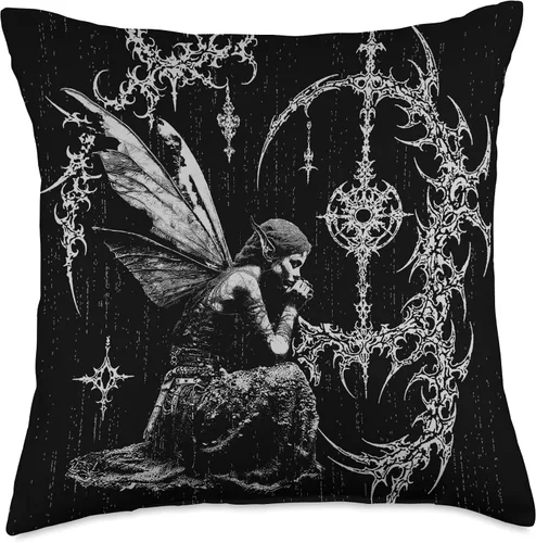 Vista 4 de Y2K Grunge Fairy Alt Gothic Sigilism - Almohada gráfica vintage
