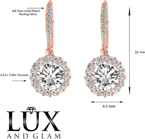 Vista 2 de Aretes colgantes de plata de ley 925 con circonita cúbica, forma de corazón, redondo, cuadrado y triangular, Plata de ley Oro rosa Oro amarillo