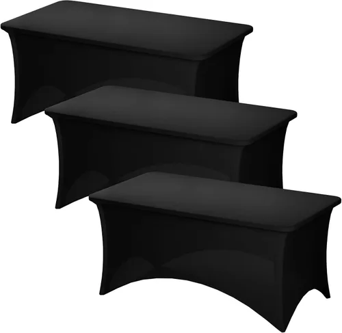 Vista 35 de Fixwal Paquete de 6 Manteles de Mesa Rectangulares, Cubierta de Mesa de 6 Pies, Mantel Blanco Rectangular Ajustado Elástico Rectangular, Cubierta