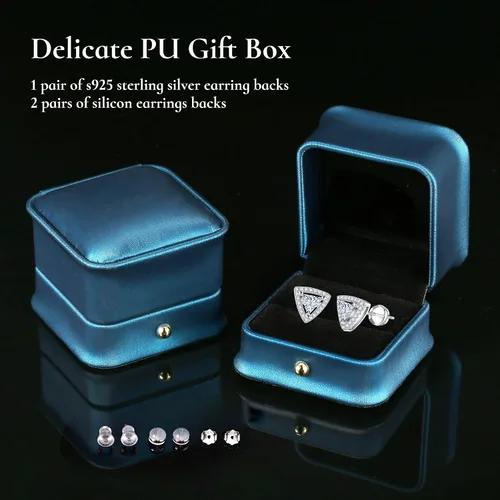 Vista 3 de SMILEST Aretes de halo de moissanita de 1 a 2 quilates para mujeres y hombres, diseño de princesa Cushion D Color VVS1 Clarity, aretes de diamantes