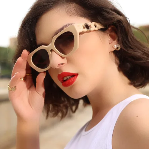 Vista 2 de Dollger Lentes de sol rectangulares retro para mujer, diseño irregular, de moda, vintage, pequeños, de ojo de gato, UV400