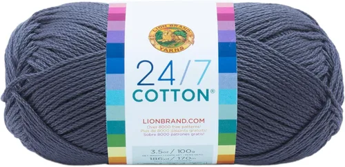 Vista 47 de Lion Brand Yarn - Hilo ligero 24/7 de algodón para tejer, hacer ganchillo y manualidades, Ámbar, paquete de 1 Light Worsted 100% Mercerized Cotton