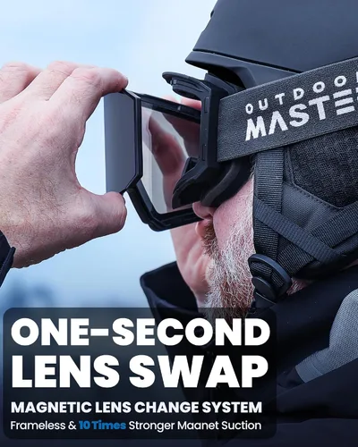Vista 3 de OutdoorMaster - Gafas de esquí Falcon con lente de ZEISS, gafas de snowboard OTG antiempañamiento, lente intercambiable magnética, gafas de nieve