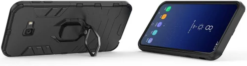 Vista 3 de Compatible con Galaxy J4+ (2018), soporte de anillo de metal, a prueba de golpes, parachoques duro (funciona con soporte magnético para automóvil)