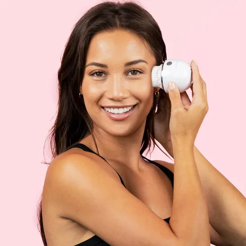 Vista 7 de YouthLab Pure Radiance, cepillo de limpieza facial vibratorio, eléctrico, 3 modos, 3 cabezales de cepillo (2 cerdas, 1 silicona), impermeable, Oro
