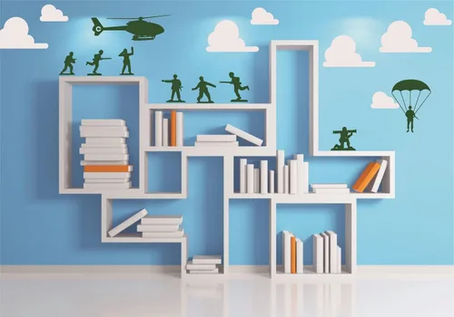 Vista 2 de Pegatinas de pared de soldado para hombre, helicóptero para niños, decoración del hogar