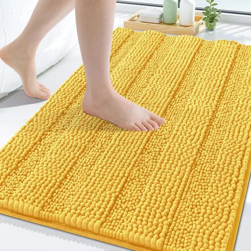 Vista 29 de Grandaily Alfombras de baño de felpilla a rayas de 24 x 16 pulgadas, extra gruesas y suaves, absorbentes, parte trasera de goma, alfombra de ducha