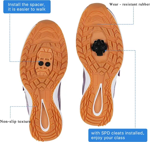 Vista 3 de Pairobin Zapatos de ciclismo de interior para mujer, ligeros, transpirables, de alto rendimiento, compatibles con -SPD