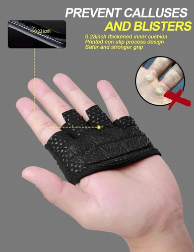 Vista 4 de KUTOOK Guantes de levantamiento de pesas para mujeres, guantes de entrenamiento de gimnasio con protección de palma y agarre adicional, guantes