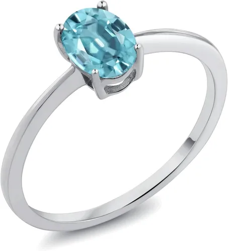 Vista 18 de Gem Stone King Anillo de compromiso solitario con piedra preciosa de oro blanco de 10 quilates, ovalado, 0.27 x 0.19 pulgadas, anillo de promesa