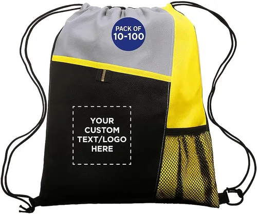 Vista 31 de DISCOUNT PROMOS Juego de mochilas con cordón no tejidas personalizadas de 10/50/100, paquete personalizado a granel