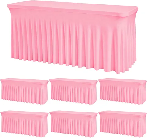 Vista 31 de Mantel rectangular de elastano negro, funda elástica ajustada para mesas rectangulares de 1,8 m, falda de mesa elástica sin arrugas para decoración