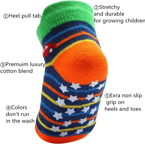 Vista 2 de 12 Pairs Toddler Boy Socks Grip Socks Baby Boy Cotton Socks Non Slip, Infant Newborn Socks Boy Anti Skid Socks for Kids Boys