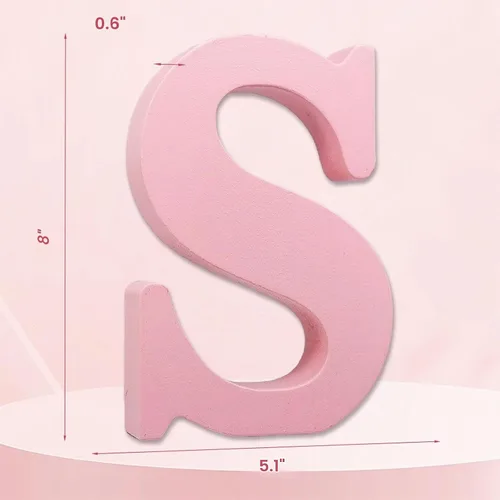 Vista 2 de AOCEAN Letras de madera rosa de 8 pulgadas, letras de madera sin terminar para decoración de pared, letras decorativas de pie, tablero