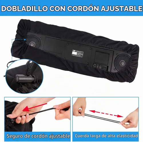 Vista 5 de Cubierta antipolvo para teclado de piano de 61 teclas con banda elástica duradera y bloqueo de cuerda, adecuado para pianos electrónicos digitales