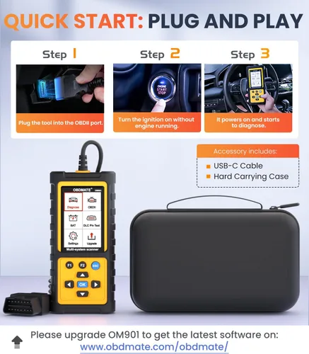 Vista 15 de Escáner OBD2 con transmisión ABS SRS, restablecer luces de falla Compruebe el lector de código del motor con funciones OBDII completas Prueba