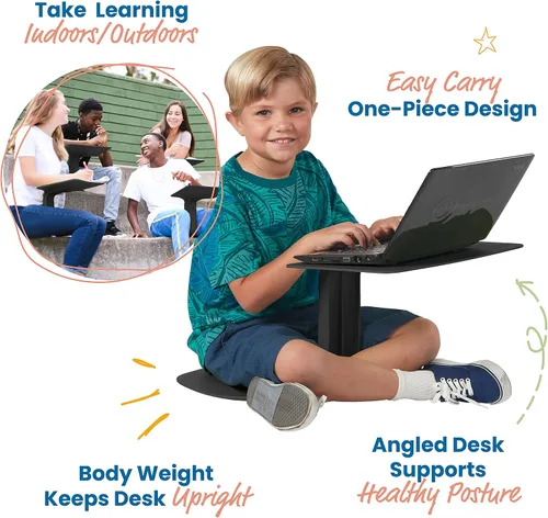 Vista 3 de ECR4Kids The Surf - Escritorio portátil para regazo, asiento flexible, color negro, paquete de 10